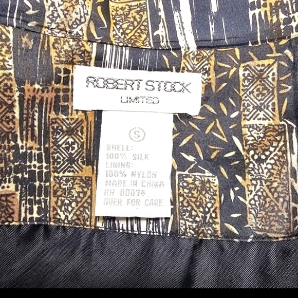 Robert Stock Women 90's Brown Small Silk Formal Casual Long Sleeve Jacket Blazer - Picture 10 of 11